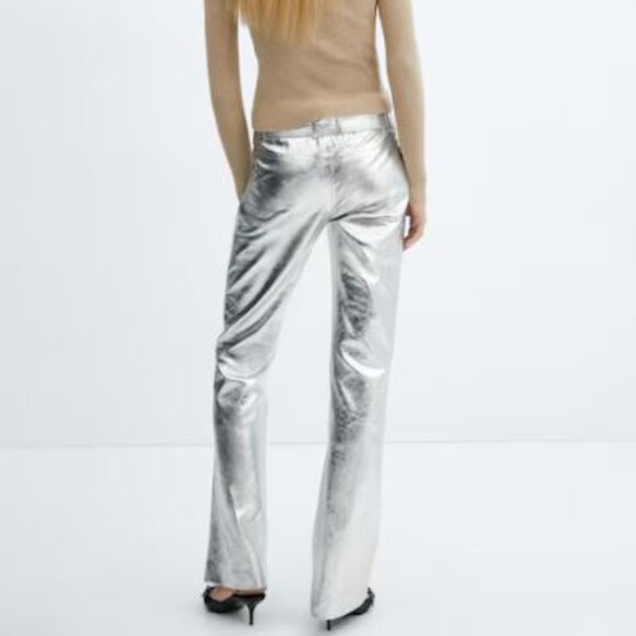 Mango Metallic Pants with Belt - Picture 3 of 7